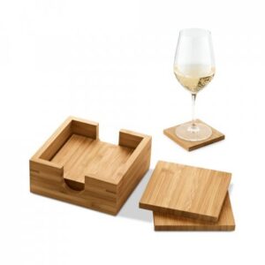 PORTA COPO EM BAMBU COM BASE E 4 SUPORTES