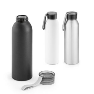 SQUEEZE EM METAL 660 ML, COM TAMPA E FITA EM SILICONE