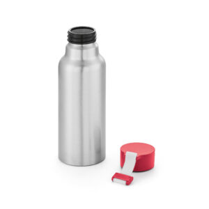 SQUEEZE EM METAL 570 ML COM TAMPA E FITA EM SILICONE