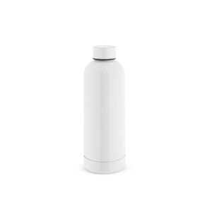 SQUEEZE EM AÇO INOX (90% RECICLADO) COM ACABAMENTO EM MATE METÁLICO 550 ML - Branco, DTF UV
