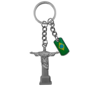 CHAVEIRO EM METAL,FORMATO CRISTO REDENTOR COM BANDEIRA DO BRASIL