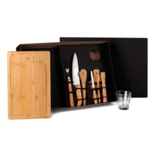 KIT CHURRASCO E CAIPIRINHA COM TÁBUA E FACAS - 9 PÇS