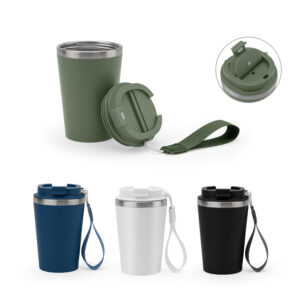 COPO DE VIAGEMTÉRMICO EM AÇO INOX 90% RECICLADO DE PAREDE DUPLA, ACABAMENTO MATE 440ML