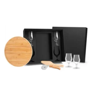 KIT PIZZA 3 PEÇAS COM TÁBUA EM MADEIRA