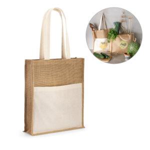 SACOLA EM 100% JUTA (240 G/M²) E BOLSO EM 100% ALGODÃO (140 G/M²)