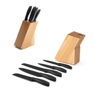 SUPORTE COM KIT DE FACAS EM MADEIRA DE PINHO