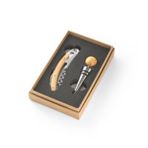 KIT VINHO 2 PEÇAS EM METAL E BAMBU