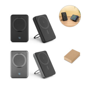 BATERIA PORTÁTIL MAGNÉTICA COM CARREGADOR POR INDUÇÃO SUPER-RÁPIDO (10.000 MAH), EM ABS 100% RECICLADO