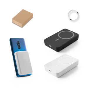 BATERIA PORTÁTIL MAGNÉTICA COM CARREGADOR POR INDUÇÃO SUPER-RÁPIDO (10.000 MAH), EM ABS 100% RECICLADO