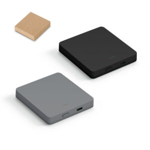 BATERIA PORTÁTIL COM CARREGADOR POR INDUÇÃO (WIRELESS) EM ABS 100% RECICLADO (5.000 MAH)